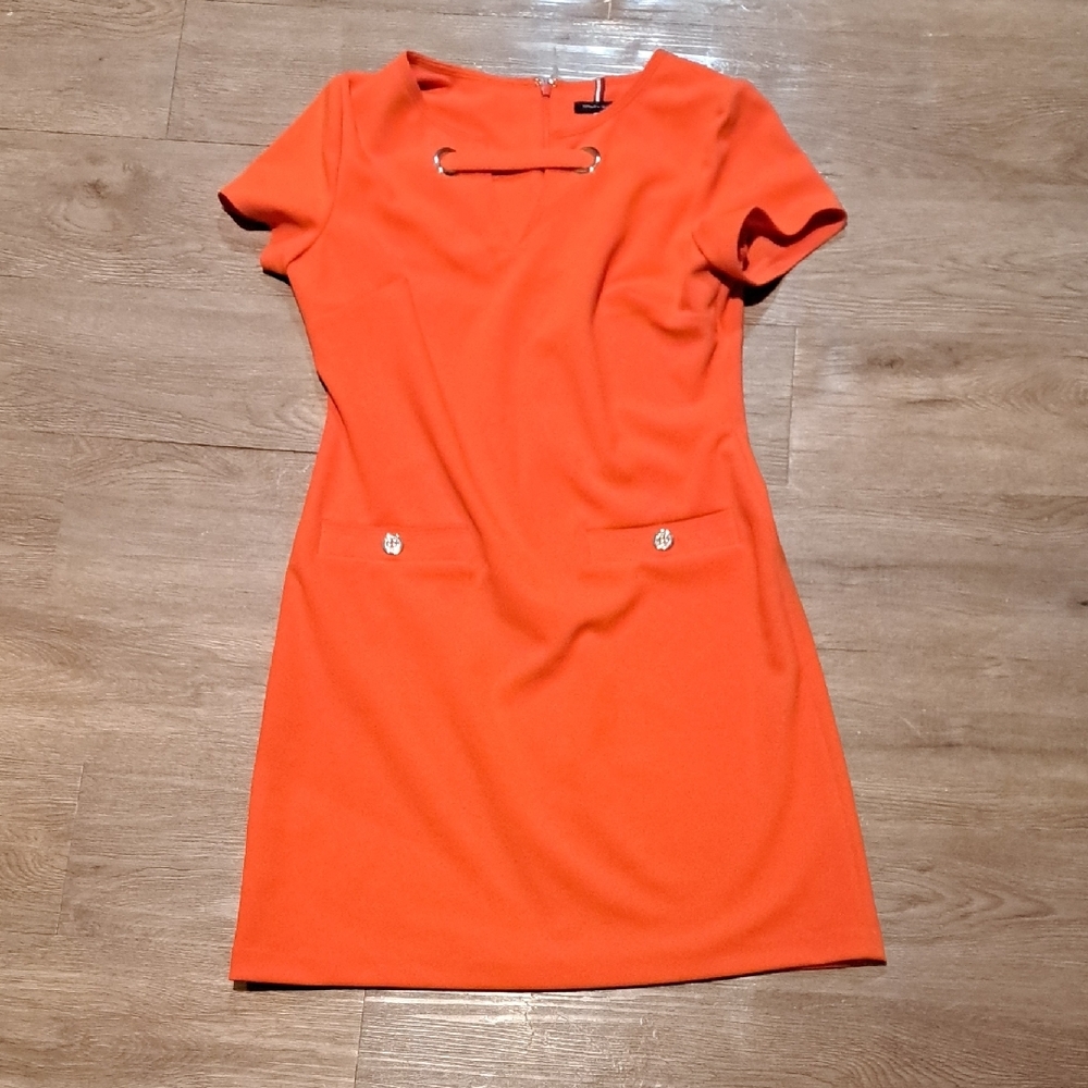 Tommy Hilfiger Orange Short-Sleeve Mini Dress